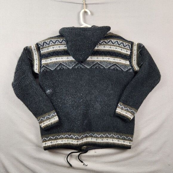 Genuine Artesanias Tuntaquimba Large Wool Aztec Hand Made Hooded Jacket - Picture 2 of 7